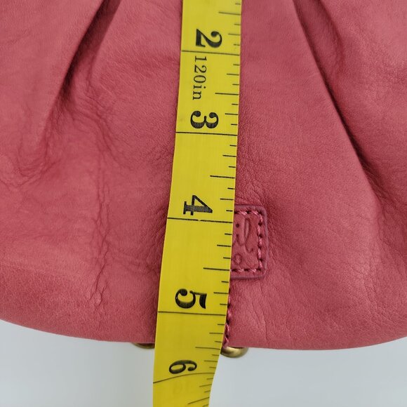 👜 Fossil Leather Pleated Mini Clutch / Crossbody – Rose Pink – Excellent - Picture 8 of 10